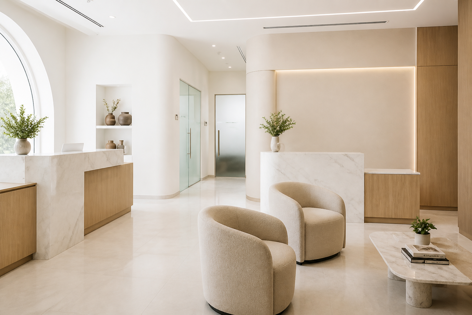 Bright, premium aesthetics clinic reception